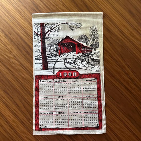 Vintage Linen Calendar/tea Towel: 1968 - Etsy