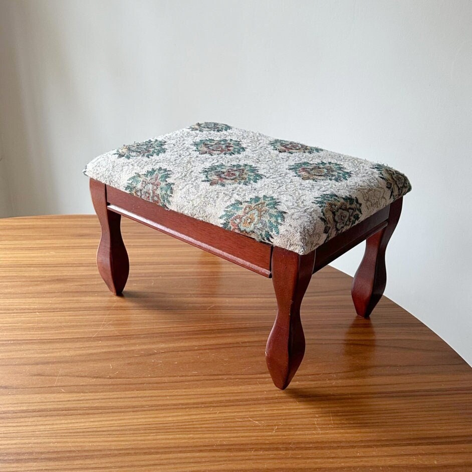 Vintage Upholstered Footstool, Ottoman, Bench, Vanity Seat, the