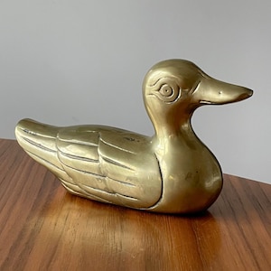Large Brass Duck, Vintage Brass Decor, Vintage Brass, Miniature Brass Duck, Duck Knick Knack, Duck Decor, Duck, Brass
