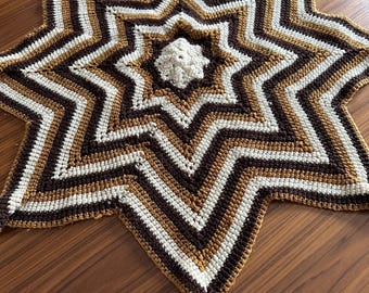 Alfombra Bohemia Retro Pequeña, Chal, Forma de Estrella, Colores Cosecha, Decoración Vintage, Crochet Vintage, Tejido, Alfombra Moderna, Funda de Sofá
