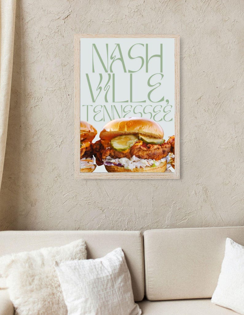 Nashville, Tennessee Hot Chicken Sandwich // State Print, Digital