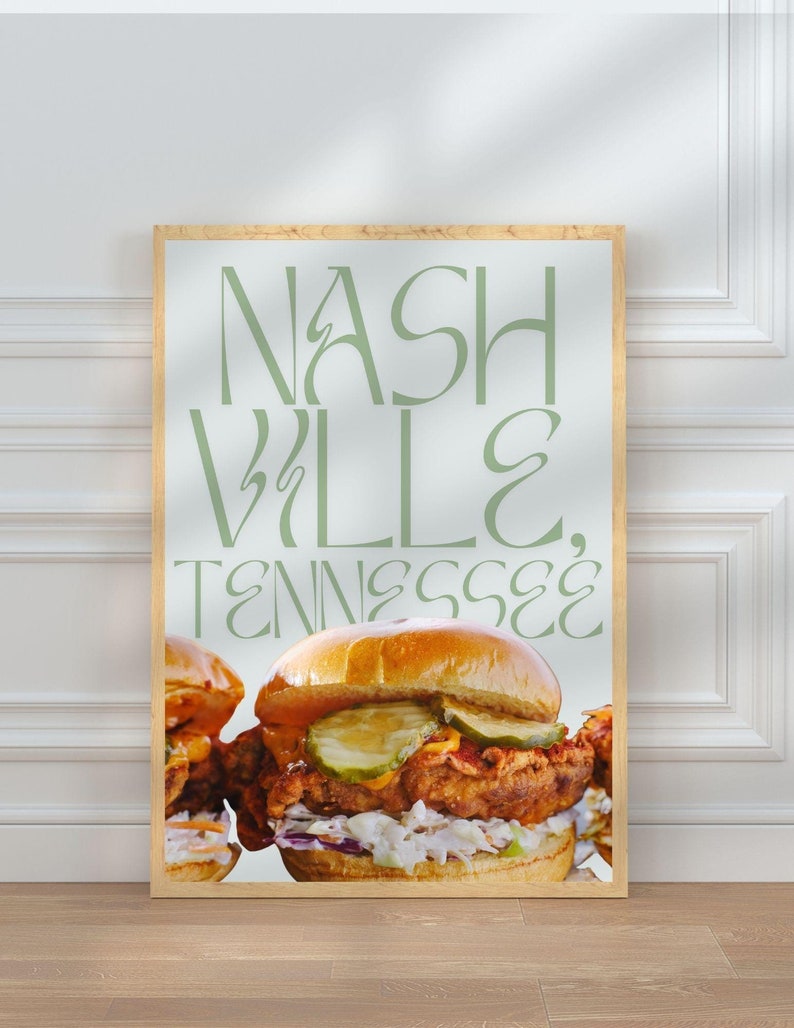 Nashville, Tennessee Hot Chicken Sandwich // State Print, Digital
