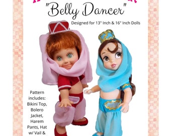 Belly Dancer Girl Costume 13 Inch Galoob Baby Face Animator Doll Clothes PDF Digital Sewing Pattern