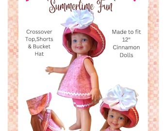 Summertime Fun Crossover Set 12 Inch Doll Clothes PDF Digital Download Sewing Pattern Fits Ideal Cinnamon