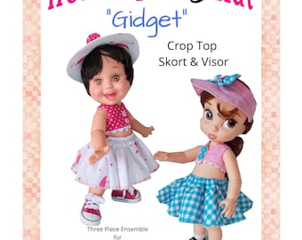 Gidget Three Piece Ensemble Crop Top Skort Visor Galoob Baby Face Animator PDF Digital Sewing Pattern