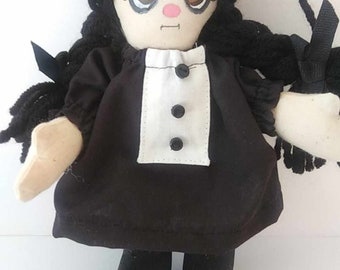 Mini 8 Inch Rag Doll Halloween Black Hair Brown Eyes Collectible