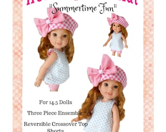 Summertime Fun Crossover Set 14.5 Doll Clothes PDF Digital Download Sewing Pattern Fits Ideal Cinnamon