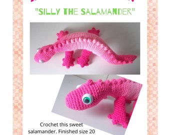 Patrón de crochet amigurumi de Silly la Salamandra en formato PDF para descargar