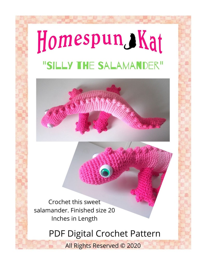 Silly the Salamander Crochet Amigurumi PDF Digital Download Pattern image 1