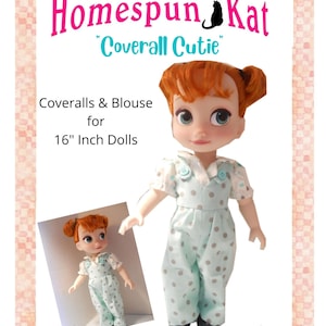 Coverall Cutie, 16 Inch Doll Clothes, PDF Digital Download, Sewing Pattern, For Animators, Meadow Mae, Doll Clothing, Doll Coveralls