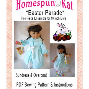Easter Parade Two Piece Ensemble 18 Inch Doll Clothing Sewing Pattern PDF Digital Download
