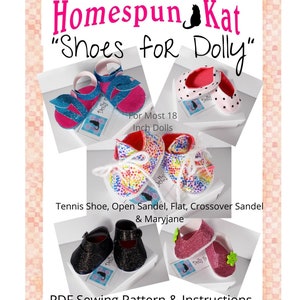 Puede incluir: Patrón de costura PDF e instrucciones para hacer zapatos de muñeca. El patrón incluye instrucciones para hacer zapatos de tenis, sandalias abiertas, sandalias planas y zapatos Mary Jane. Los zapatos están diseñados para muñecas de 45,7 cm.