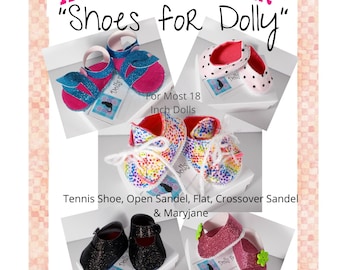 Shoes For Dolly, 18 Inch Dolls, Galoob Baby Face, PDF Sewing Pattern, Instant Download, Doll Shoes, Doll Clothing, Dolly Footwear