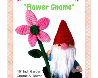 Flower Gnome Doll, Crocheted Amigurumi, PDF Crochet Pattern, Instant Download, Gnome Plushie