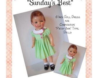 1930s Composition 18 Inch Patsy Ann Type Sundays Best Doll Clothing PDF Digital Sewing Pattern