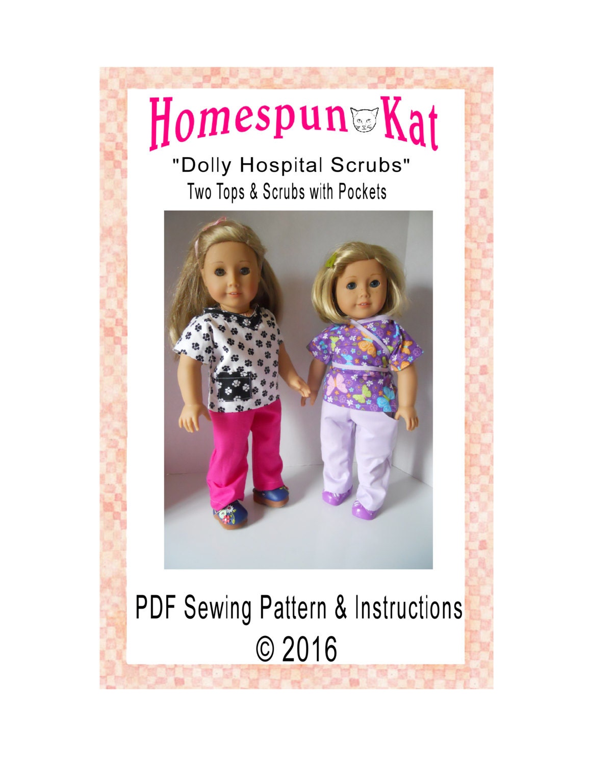 Pink scrubs to fit our generation doll handmade free post 