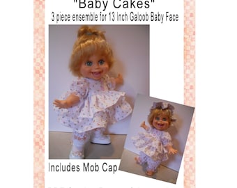 BabyCakes Three Piece Outfit 13 Inch Doll Galoob Baby Face PDF Digital Download Sewing Pattern