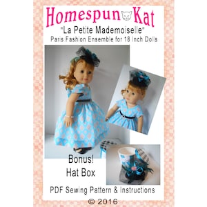 La Petite Mademoiselle 18 Inch Doll Clothes Fascinator Hat Box Sewing Pattern PDF Digital Download