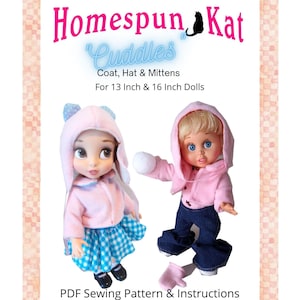 Cuddles Hat Coat, Mitten Set, Sewing Pattern, Galoob Baby Face, Animator, PDF Instant Download, Doll Clothes, Doll Clothing, Doll hat