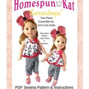 Lemondrops Two Piece Ensemble 14.5 Inch Doll Clothes PDF Instant Download Sewing Pattern