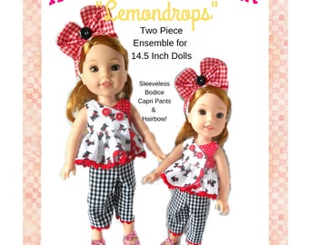 Lemondrops Two Piece Ensemble 14.5 Inch Doll Clothes PDF Instant Download Sewing Pattern