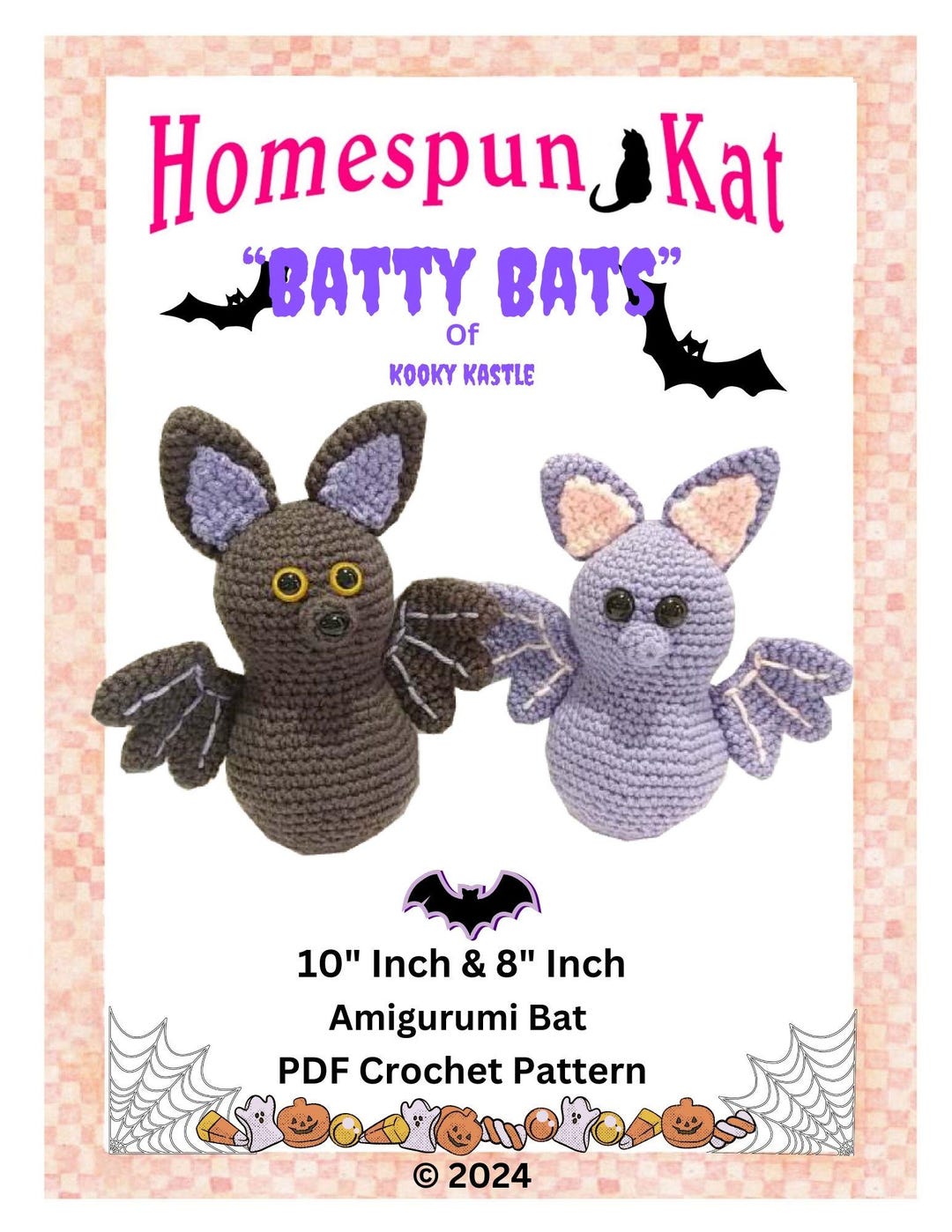 Kooky Rabbit Pattern Batty Bats of Kooky Kastle Amigurumi PDF Instant Download Crochet ...