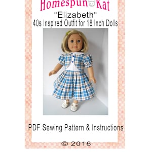 1940er Jahre Elizabeth Vintage inspirierte Puppenkleidung Nähen Kleidung PDF Digital Download