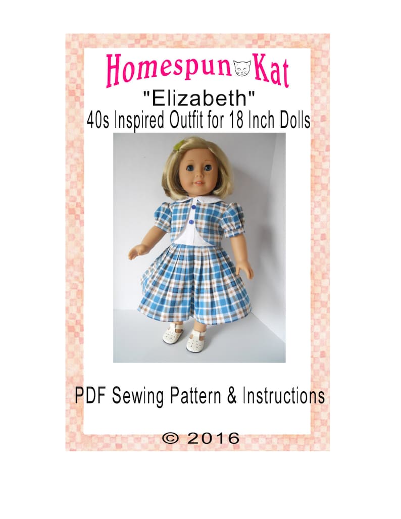 Lalki inspirowane stylem vintage Elizabeth z lat 40. XX wieku Ubrania do szycia Ubrania PDF do pobrania cyfrowego zdjęcie 1