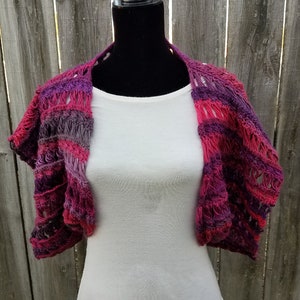 Mehrfarbiger Strick Shrug Pullover Abend Schulter Cover Up. Handgemachte Strick Bolero Jacke Geschenk für Mama. Gemütlicher Damen Ärmel Shrug Bolero Strick.