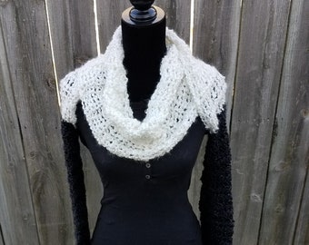 Crochet Shrug Sweater Scarf Warm Cover Up. Handmade Cirular Cocoon Cardigan Gift for Her. Adult Chunky Long Sleeve Shrug Bolero Neck Warmer.