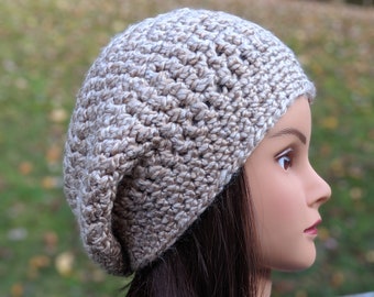 Tan Slouch Hat, Crochet Slouchy Beanie, Crochet Slouchy Hat Women, Crochet Slouch Hat, Brown Slouchy Beanie, Winter Crochet Hat for Ladies
