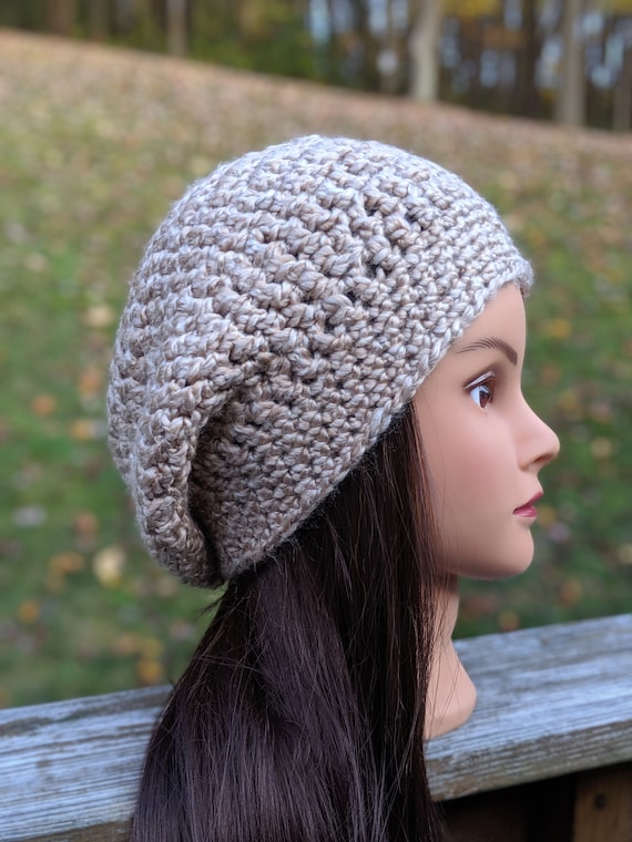 Tan Slouch Hat, Crochet Slouchy Beanie, Crochet Slouchy Hat  display picture 2