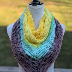 Handmade Crochet Rainbow Shawl with Open Mesh Design. Lightweight Crochet Triangle Shawl Gift for Her. Multicolor Summer or Spring Scarf.