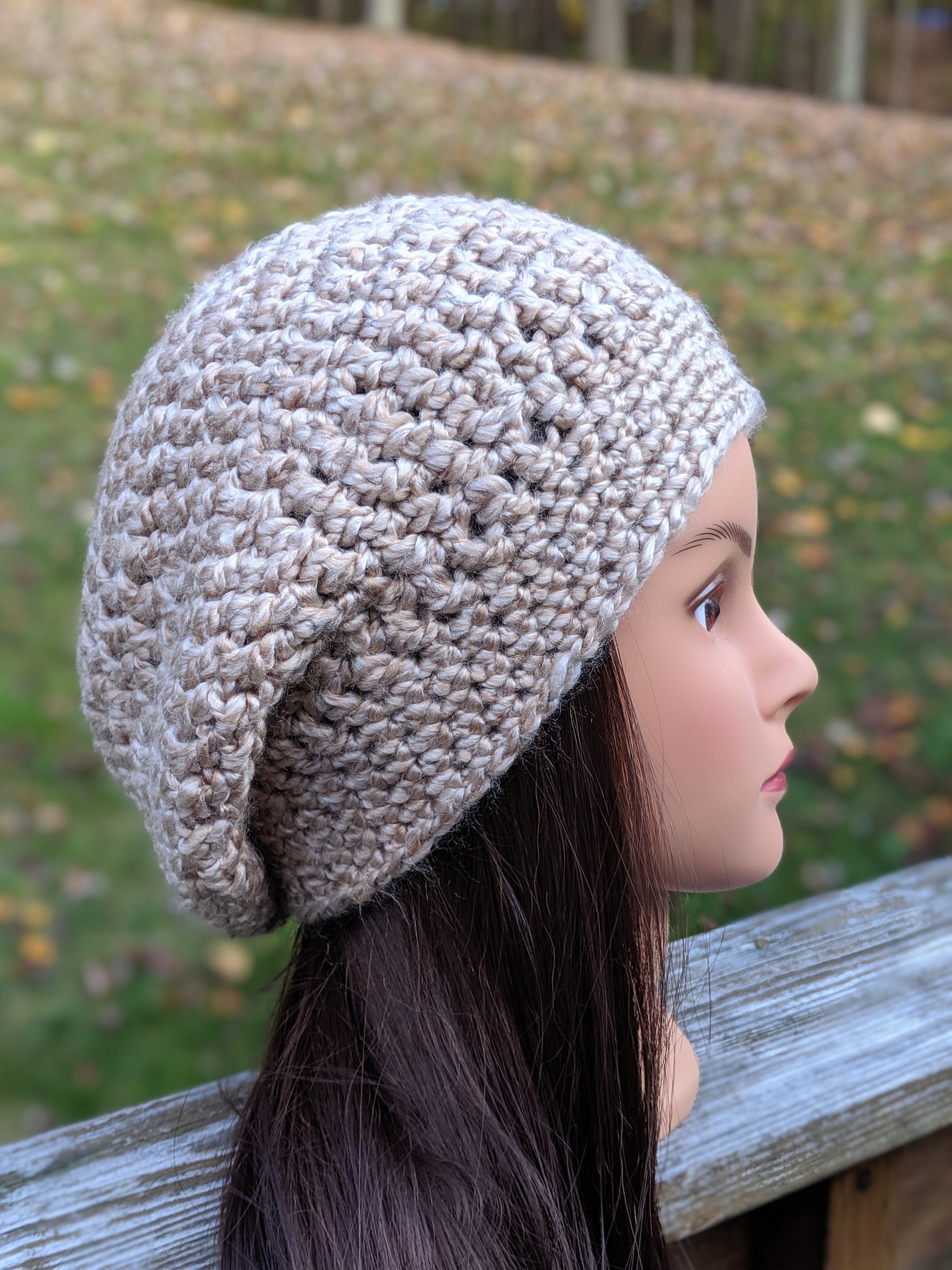 Tan Slouch Hat, Crochet Slouchy Beanie, Crochet Slouchy Hat  display picture 1