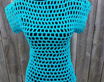 Boho Crochet Top Handmade Gift for Her. Tunic Crochet Beach Cover Up for Summer or Spring. Crochet Lace Top Cotton Crochet Tunic Shirt.