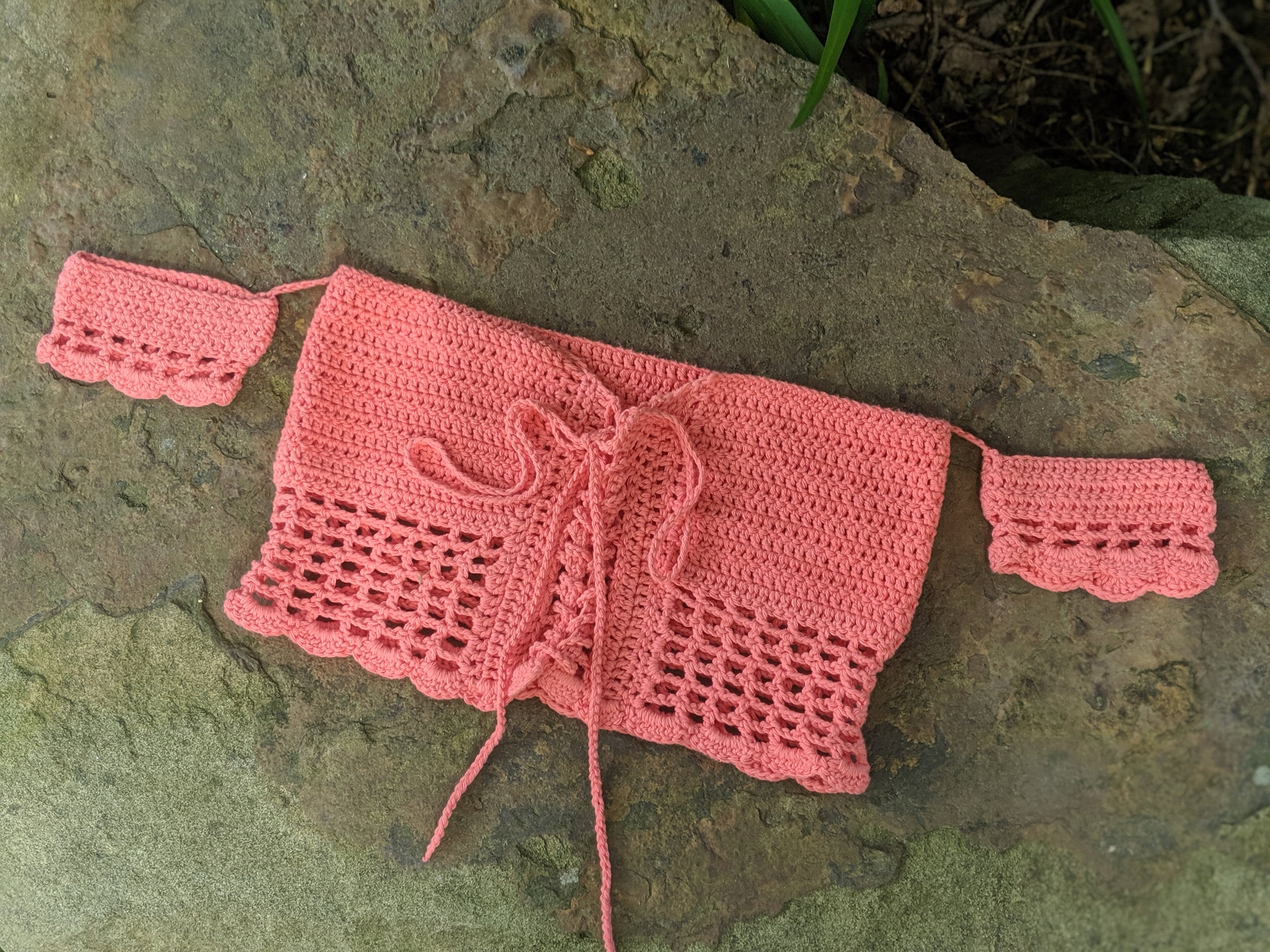 rust crochet detached shoulder crop top ... one size fits most main image 1