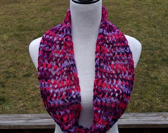 Knit Infinity Scarf for Women, Multicolored Crochet Infinity Scarf, Circle Scarf Gift for Her, Handmade Cowl Scarf, Hand Knit Scarf Winter