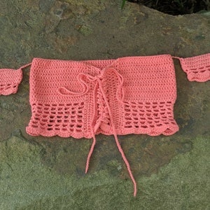 Crochet Off The Shoulder Top, Crochet Crop Top Gift for Her, Crochet SummerTop, Handmade Cotton Crochet Top, Lace Up Boho Top, Festival Top