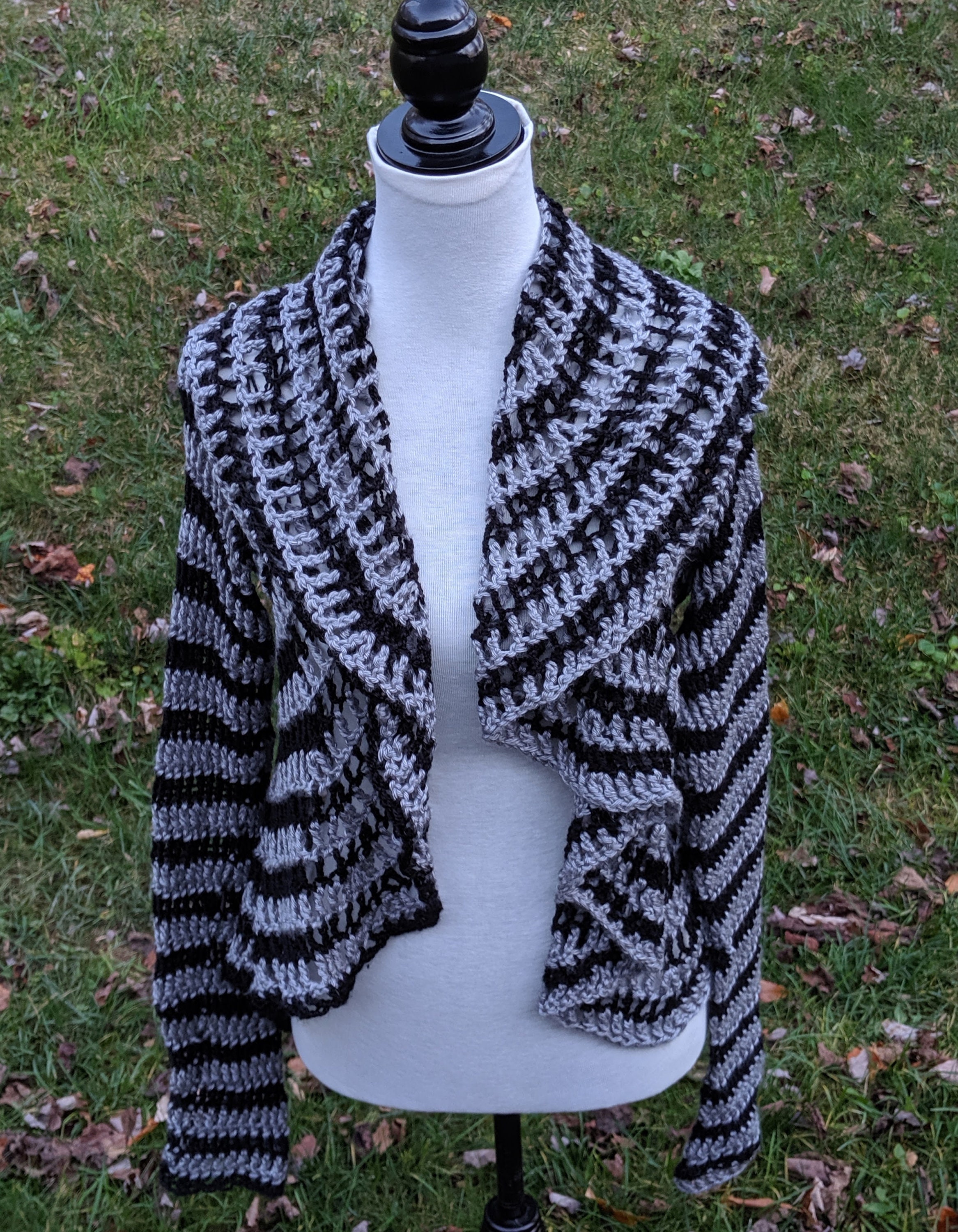 Crochet Cardigan With Collar Circle Design. Handmade Openwork Crochet
