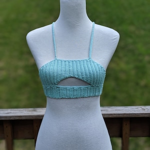 Bralette Crochet Bikini Top, Crochet Halter Top for Women, Cotton Crop Top Crochet, Crochet Bra Festival Top, Peek A Boo Bralette Top