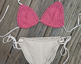 Cheeky Bikini, Crochet Bikini Set, Two Piece Bikini, Handmade Sexy Bikini, Crochet Swimwear, Crochet Bathing Suit, Cotton Crochet Swimsuit