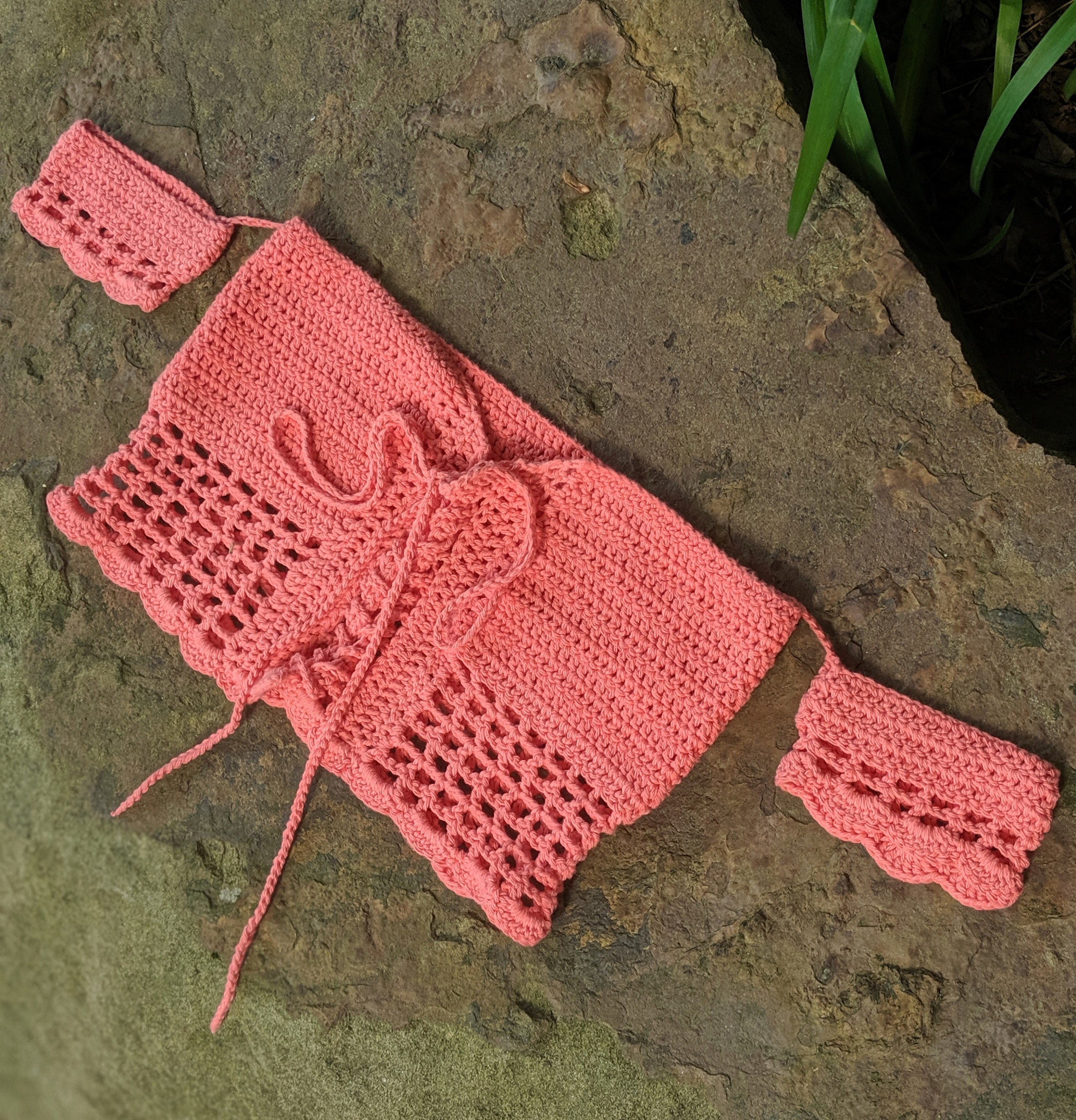 rust crochet detached shoulder crop top ... one size fits most