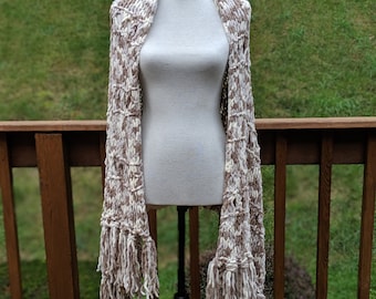 Chunky Knit Shawl For Winter, Bulky Hand Knit Poncho Wrap With Fringe, Warm Knitted Shoulder Wrap For Women, Fall Knit Wrap Gift For Her