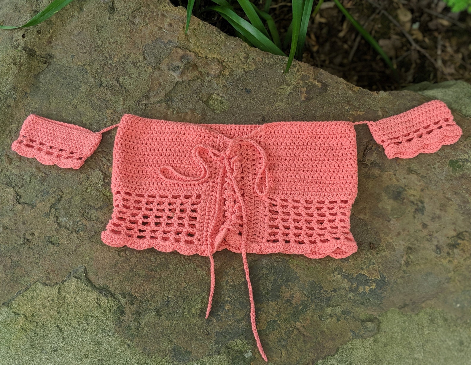 Off The Shoulder Crochet Trim Top
