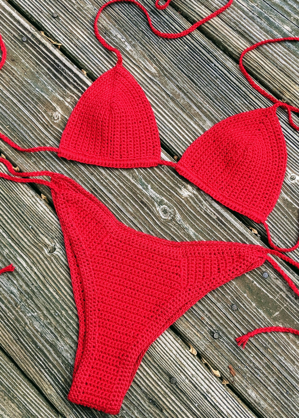 Cheeky Bikini Red Crochet Bikini Set Two Piece Brazilian Etsy
