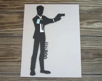 Connor RK800 inspired 8.5 x 11 inch 3D Cut Out Silhouette print / poster art