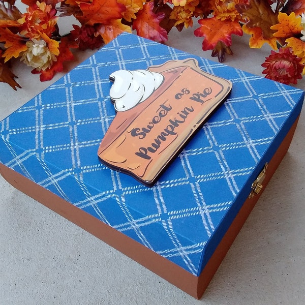 Sweet as Pumpkin Pie "Box" trinket / jewelry box or decoration for Fall / Autumn/ Thanksgiving