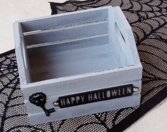 Happy Halloween crate decoration / planter box / floral arrangement base / potpourri holder / storage container etc.