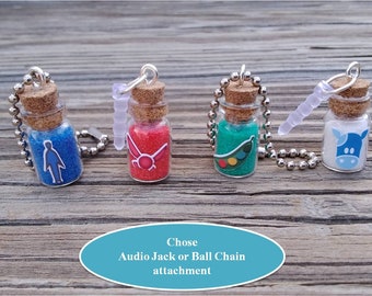 Legend of Zelda inspired Charms (miniature Potions) for cell phone or keychain / zipper pull -- buy individually or as a set