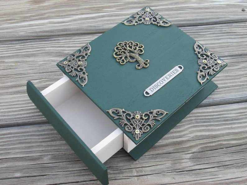 Tree of Life Book Box with pull out drawer trinket / jewelry box image 2